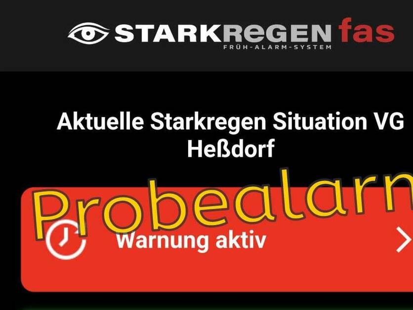 FAS (Starkregen-Frühalarm-System) der VG Heßdorf - Probealarm