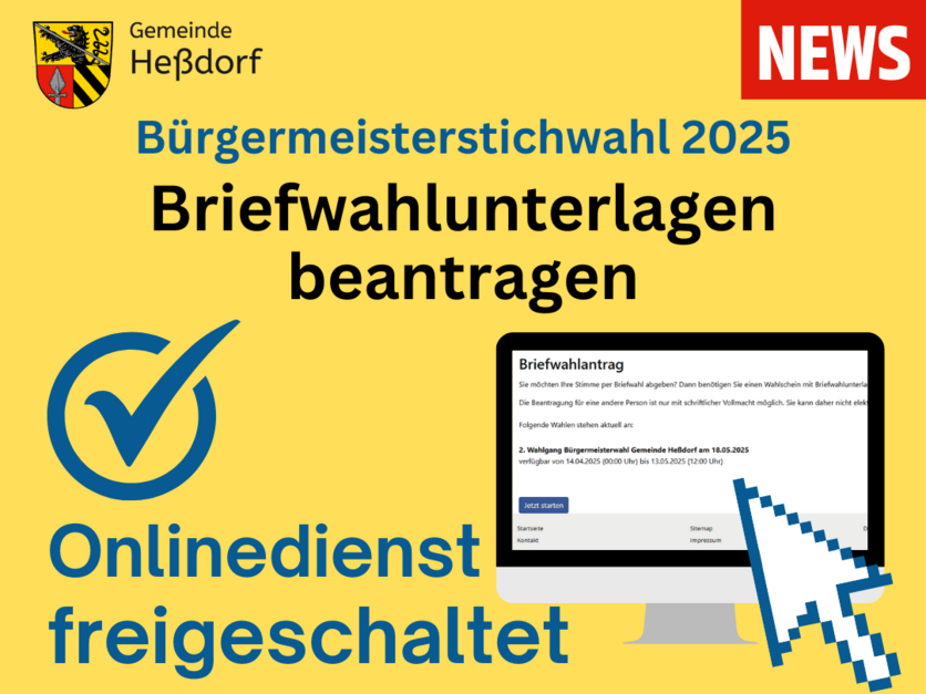 Bürgermeisterstichwahl in Heßdorf am 18.05.2025 - Briefwahlunterlagen online beantragen