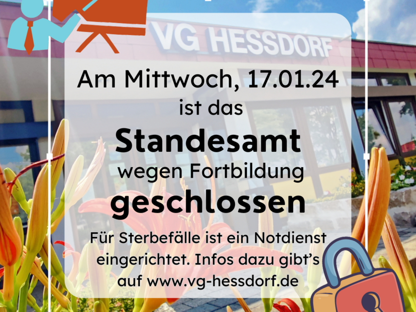 Standesamt der VG Heßdorf am 17.01.2024 geschlossen
