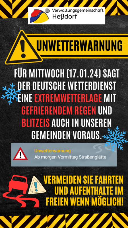Unwetterwarnung 17.01.24 - Gefrierender Regen & Eisglätte