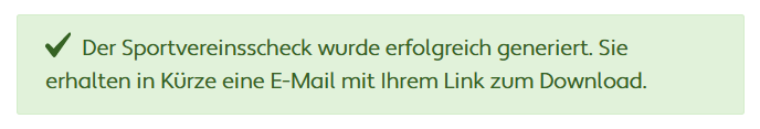 Sportvereinsscheck erfolgreich generiert