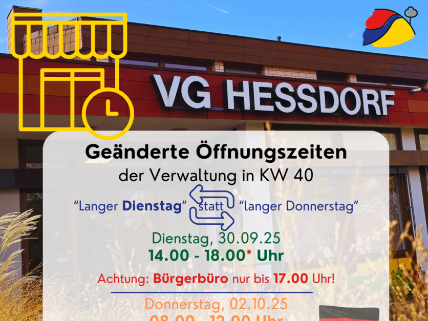Geänderte Öffnungszeiten der Verwaltung KW 40 2025 - Tag der dt. Einheit