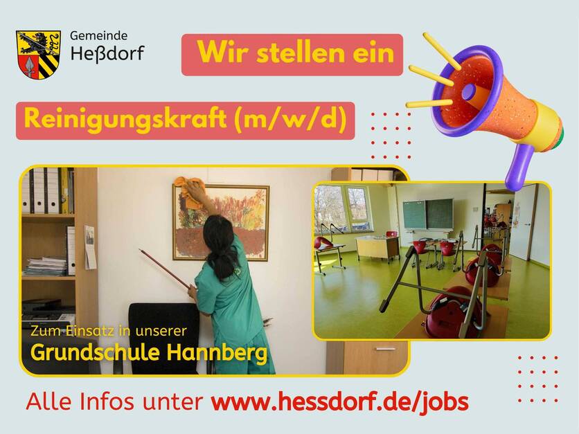 Stellenanzeige Reinigungskraft Heßdorf Grundschule Hannberg 2026 - Promo-Grafik