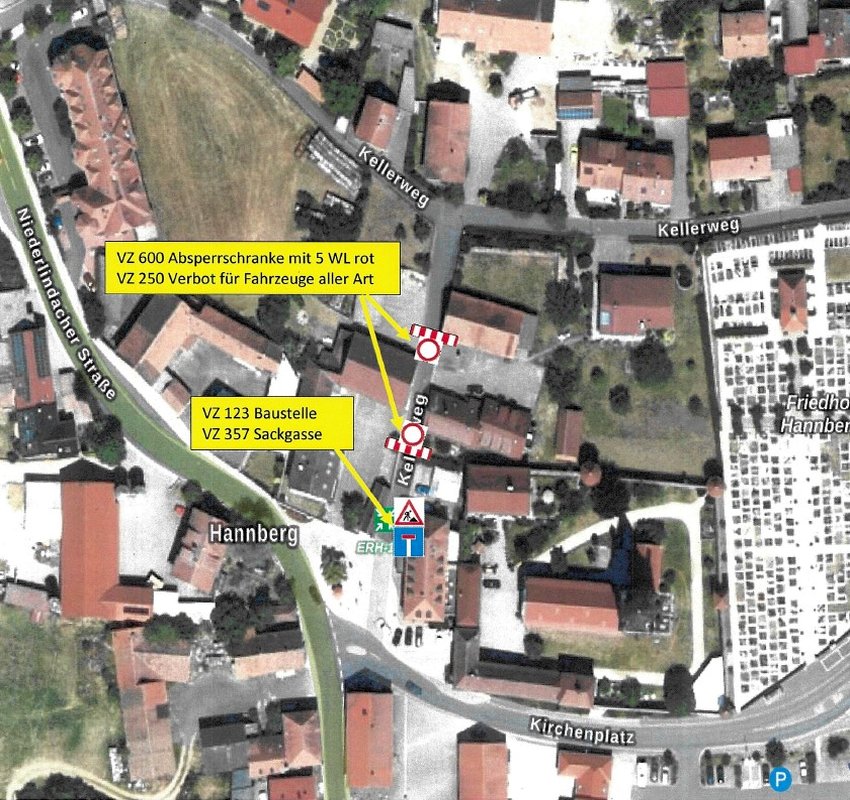 Vollsperrung Hannberg Kellerweg 01.04. - 30.04.2025