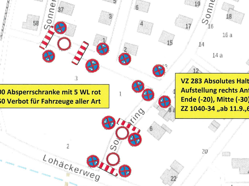 Vollsperrungen in Heßdorf, Sonnenring vom 11.09. - 20.09.24