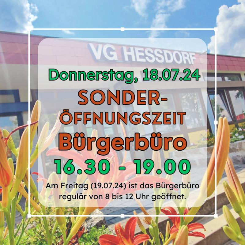 Sonderöffnungszeit Bürgerbüro 18.07.24