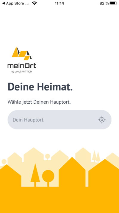 Bei der ersten Einrichtung wählen Sie in der meinOrt-App Ihren Hauptort aus.