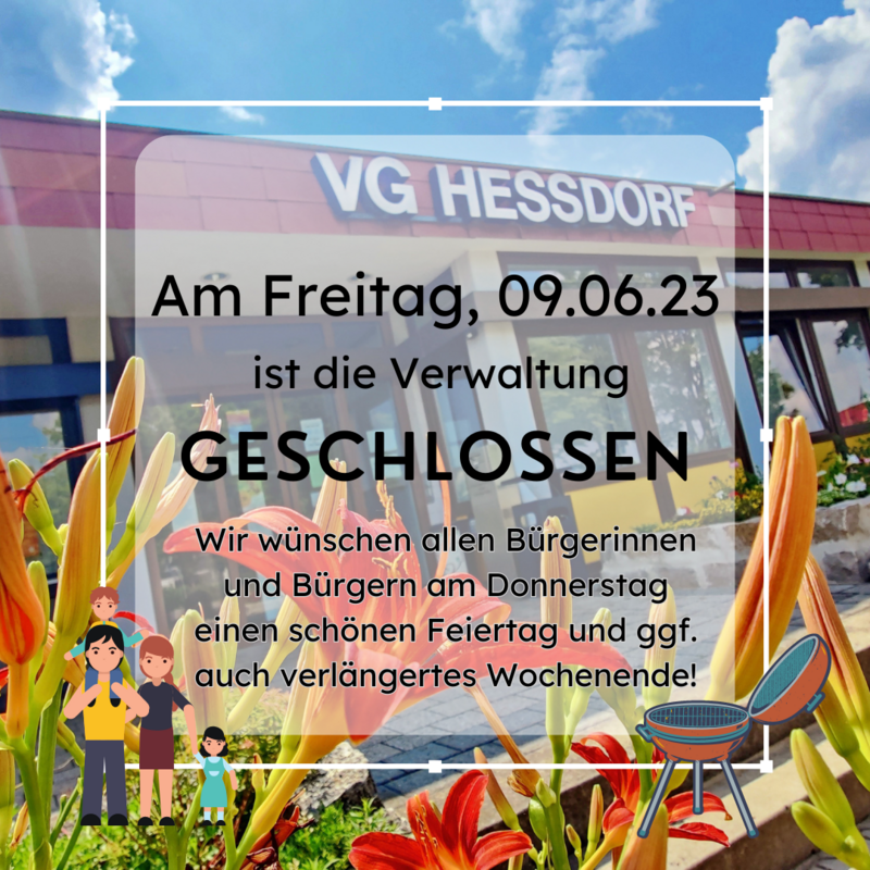 Verwaltung am 09.06.2023 geschlossen (Brückentag)