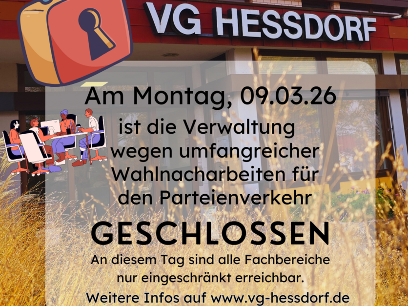 Verwaltung geschlossen 09.03.26 Wahlnacharbeiten