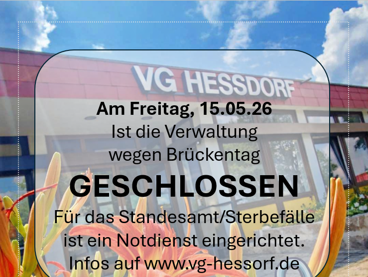 Verwaltung am 15.05.2026 geschlossen (Brückentag)