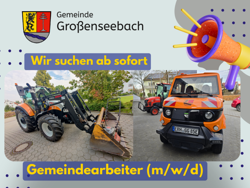 Stellenanzeige Gemeindearbeiter Großenseebach Februar 2026 - Plakat