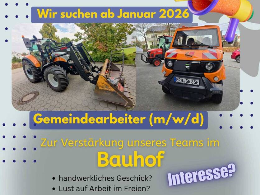 Stellenanzeige Gemeindearbeiter Großenseebach Januar 2026 - Plakat