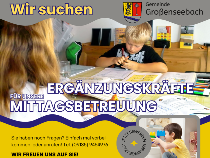 Stellenausschreibung Ergänzungskraft in der Mittagsbetreuung (Mibe) der Grundschule Großenseebach