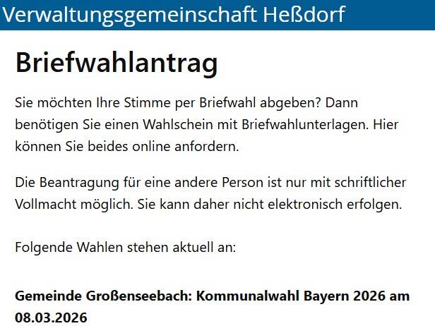 Online-Briefwahlantrag Bürgerserviceportal 