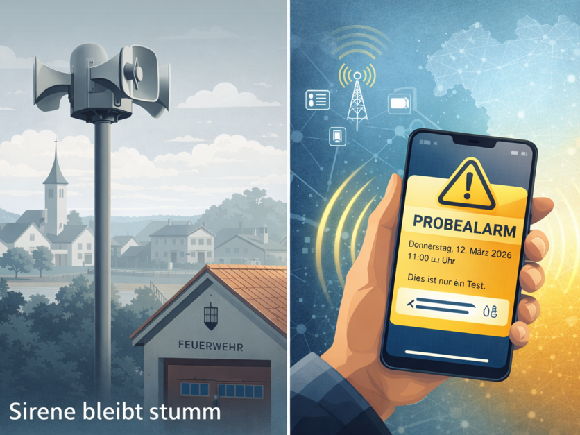 Probealarm Warntag Sirene Handy Cell Broadcast Symbolgrafik