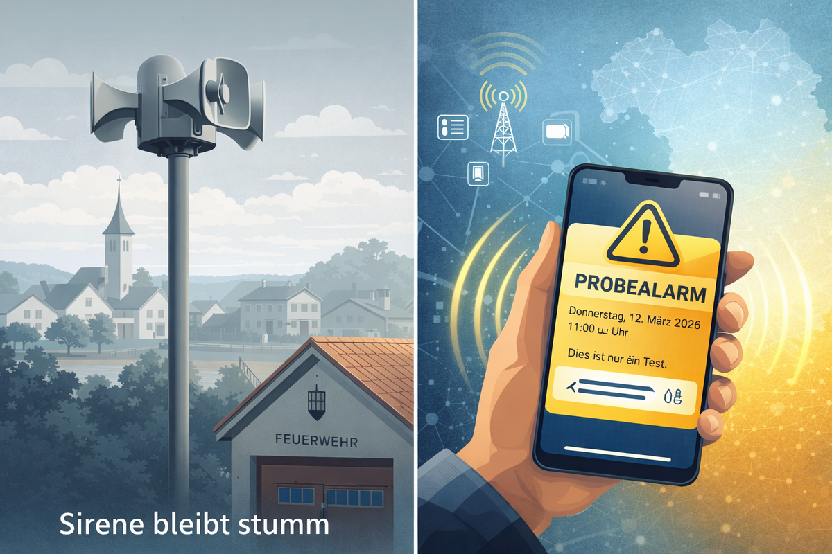 Probealarm Warntag Sirene Handy Cell Broadcast Symbolgrafik