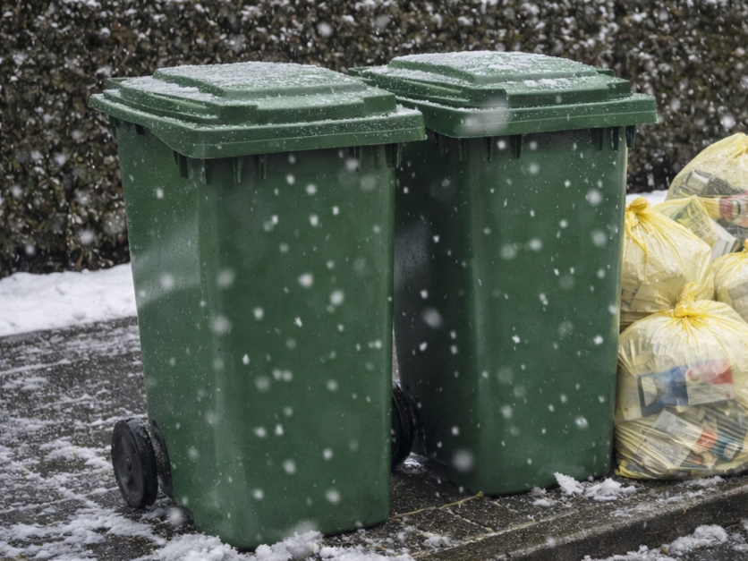 Altpapier Gelber Sack Winter Straßenrand