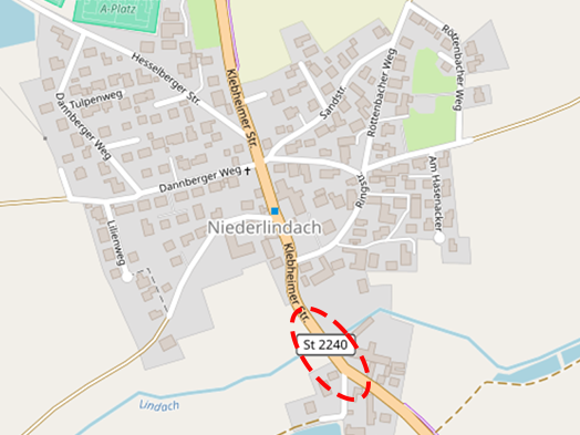 Baustelle/Sperrung Klebheimer Straße Niederlindach 17.06.-28.06.23