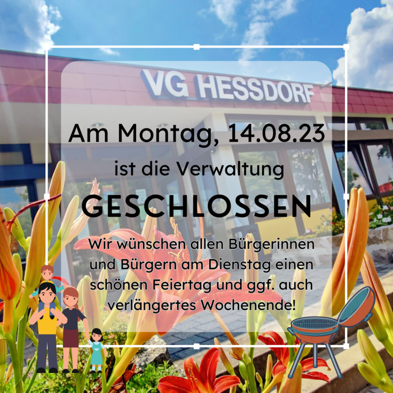 Verwaltung am 14.08.2023 geschlossen (Brückentag)