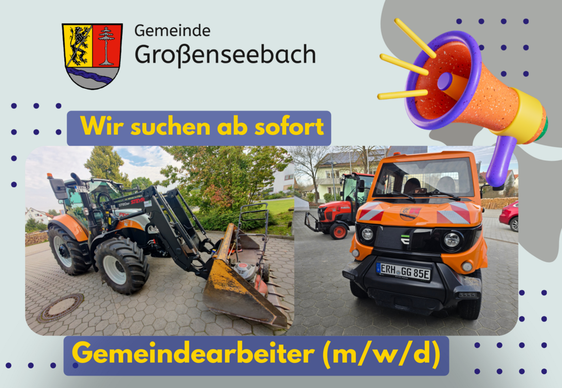 Stellenanzeige Gemeindearbeiter Großenseebach Februar 2026 - Plakat