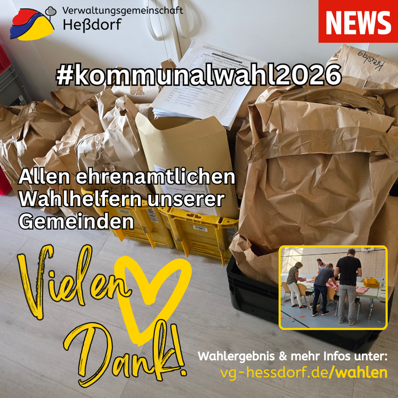 Dank an Wahlhelfer - Kommunalwahl 2026