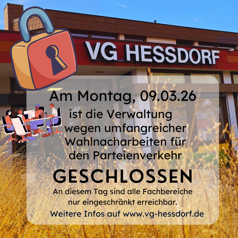 Verwaltung geschlossen 09.03.26 Wahlnacharbeiten