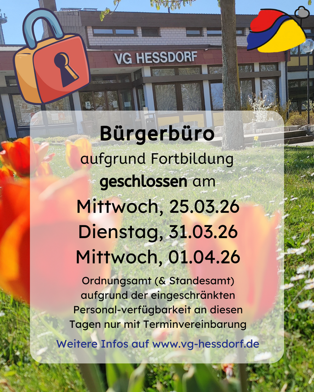 Bürgerbüro geschlossen Fortbildung 25.03.26
