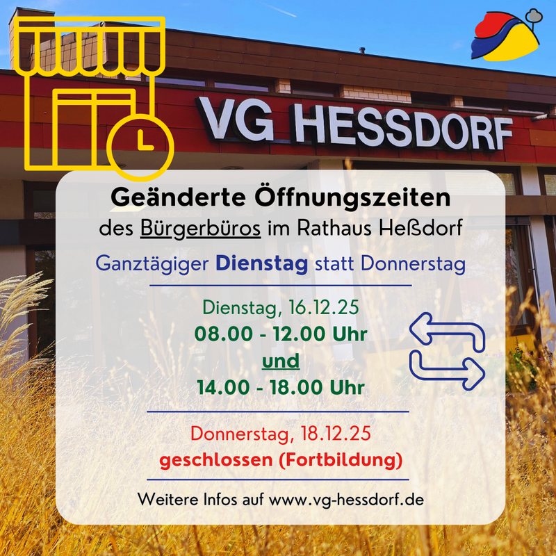 Geänderte Öffnungszeiten Bürgerbüro 16. & 18.12.2025