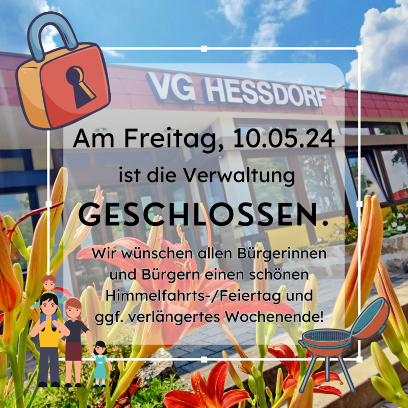 Verwaltung am 10.05.2024 geschlossen (Brückentag)