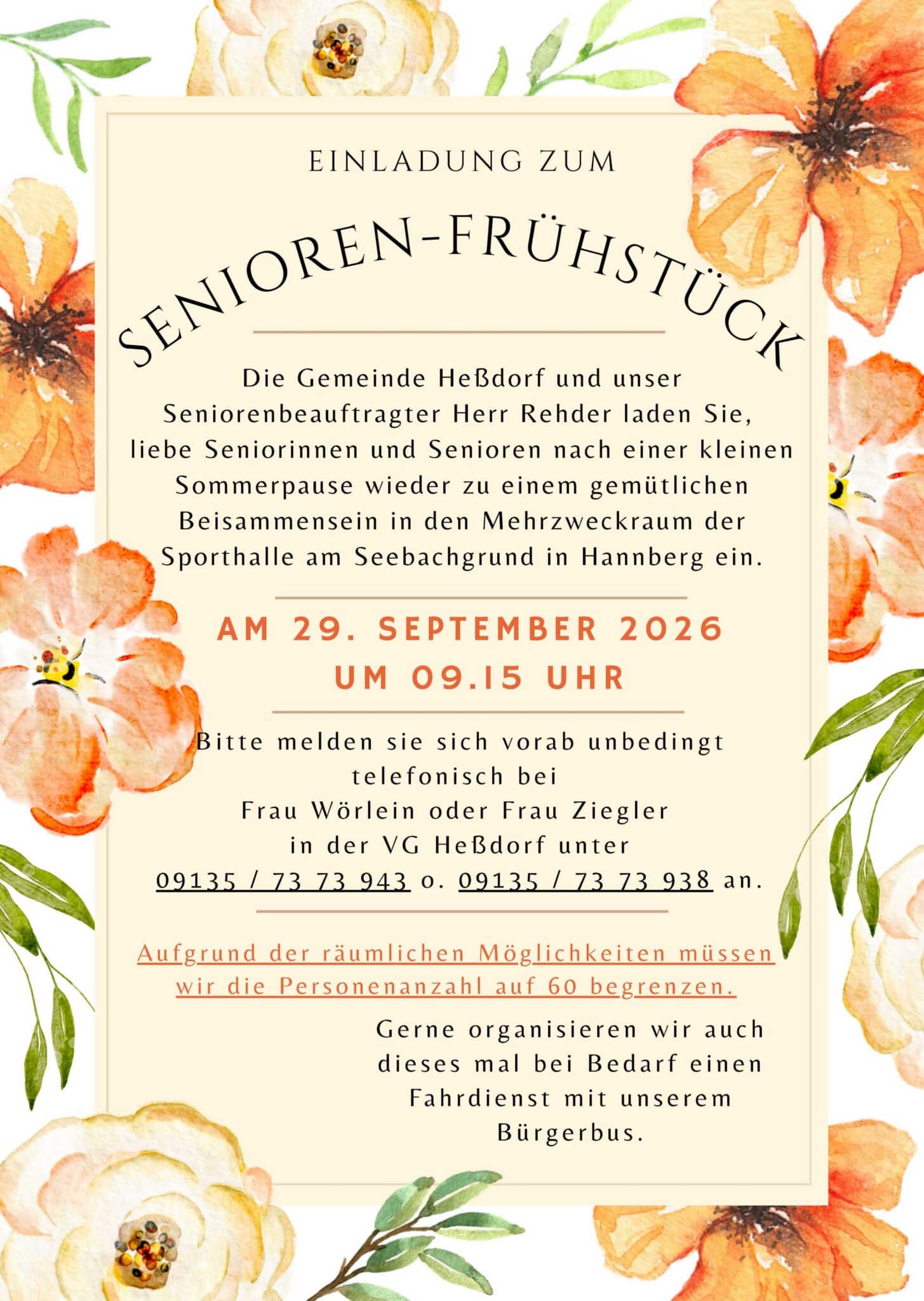 Seniorenfrühstück Heßdorf 29.09.2026
