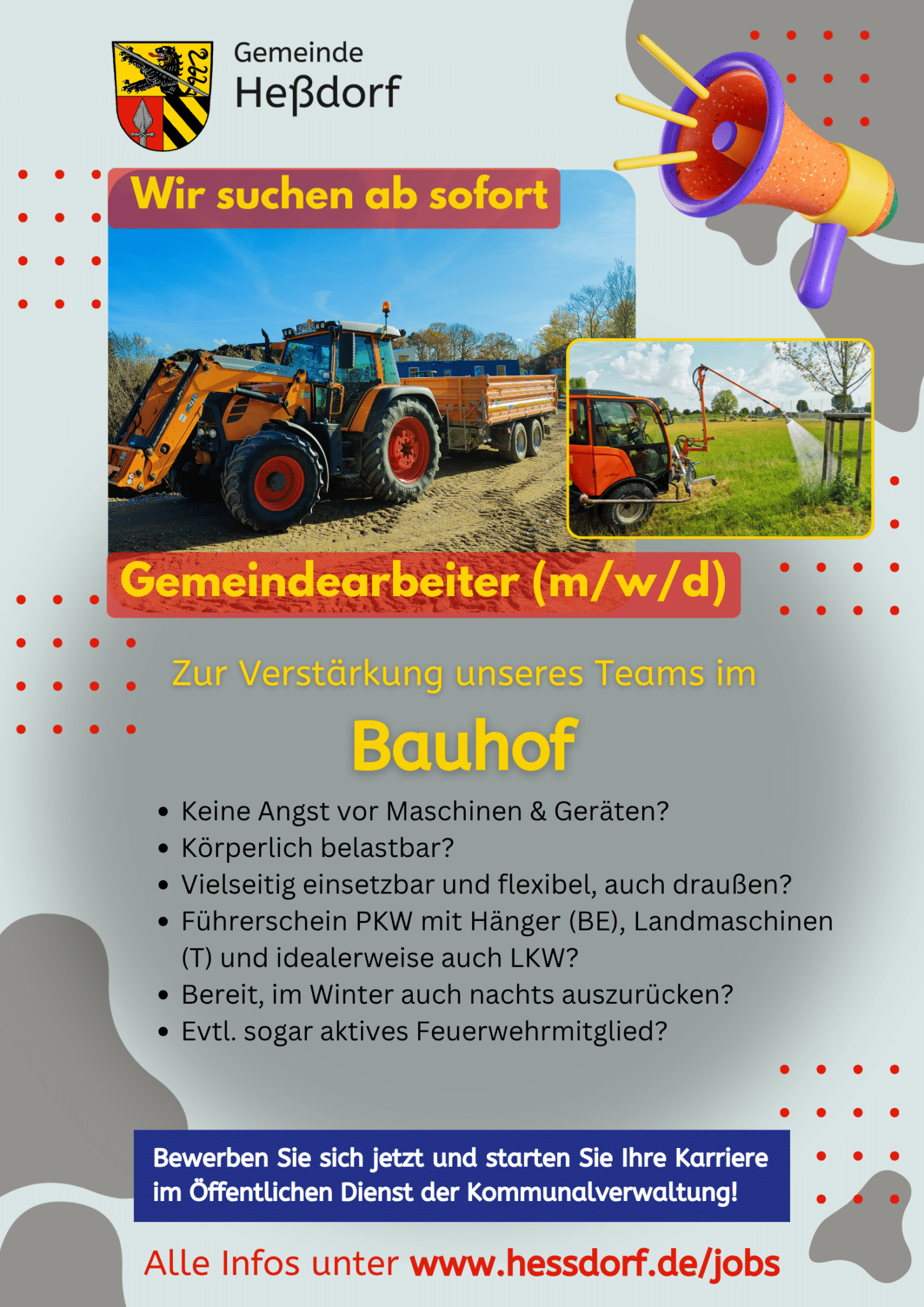 Stellenanzeige Gemeindearbeiter Bauhof Heßdorf