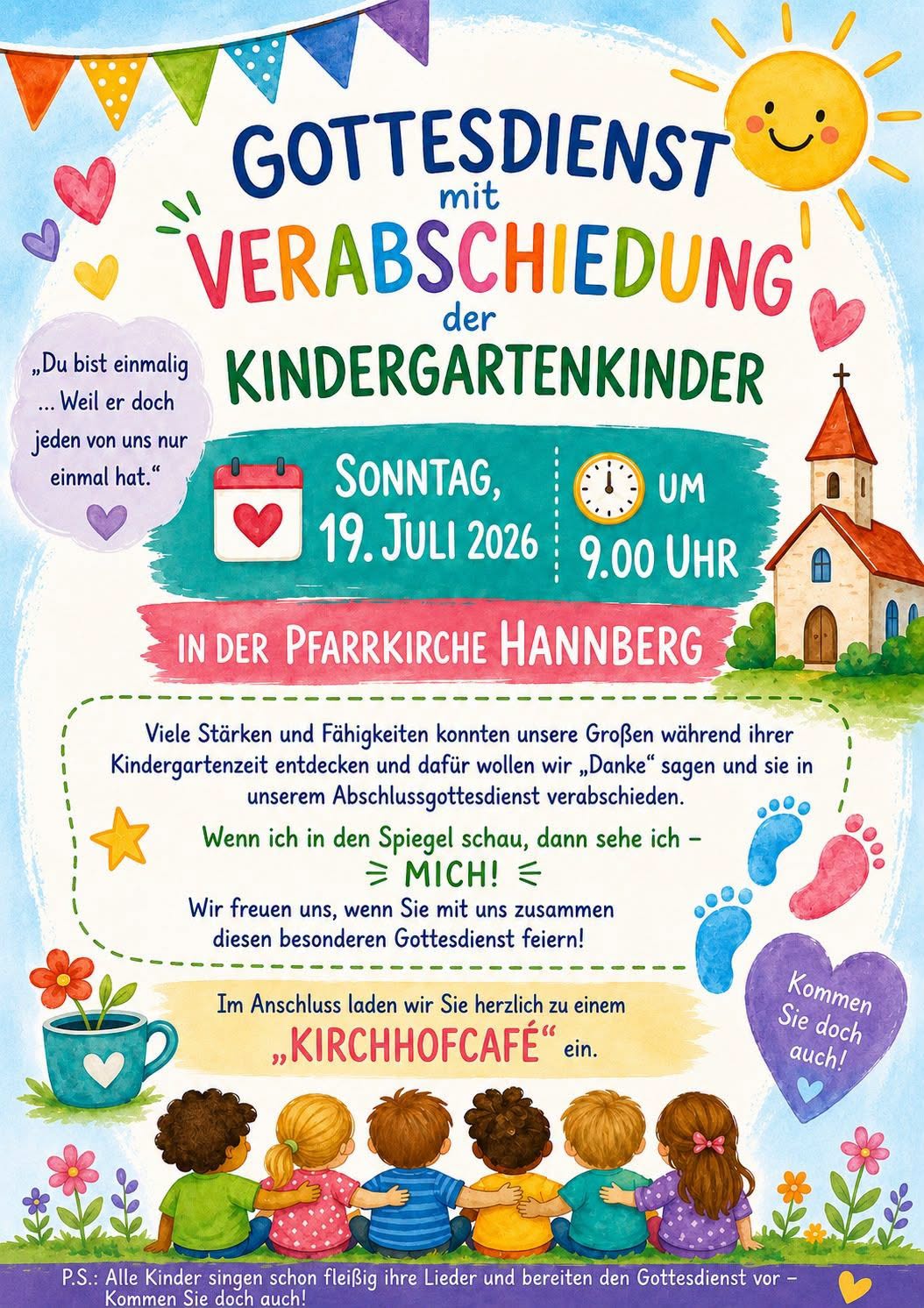 Gottesdienst mit Verabschiedung der Kindergartenkinder