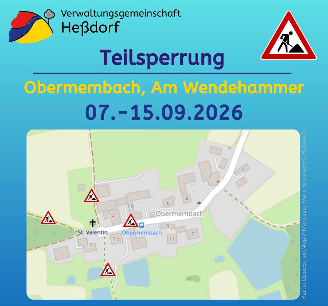 Teilsperrung Obermembach Wendehammer September 2027
