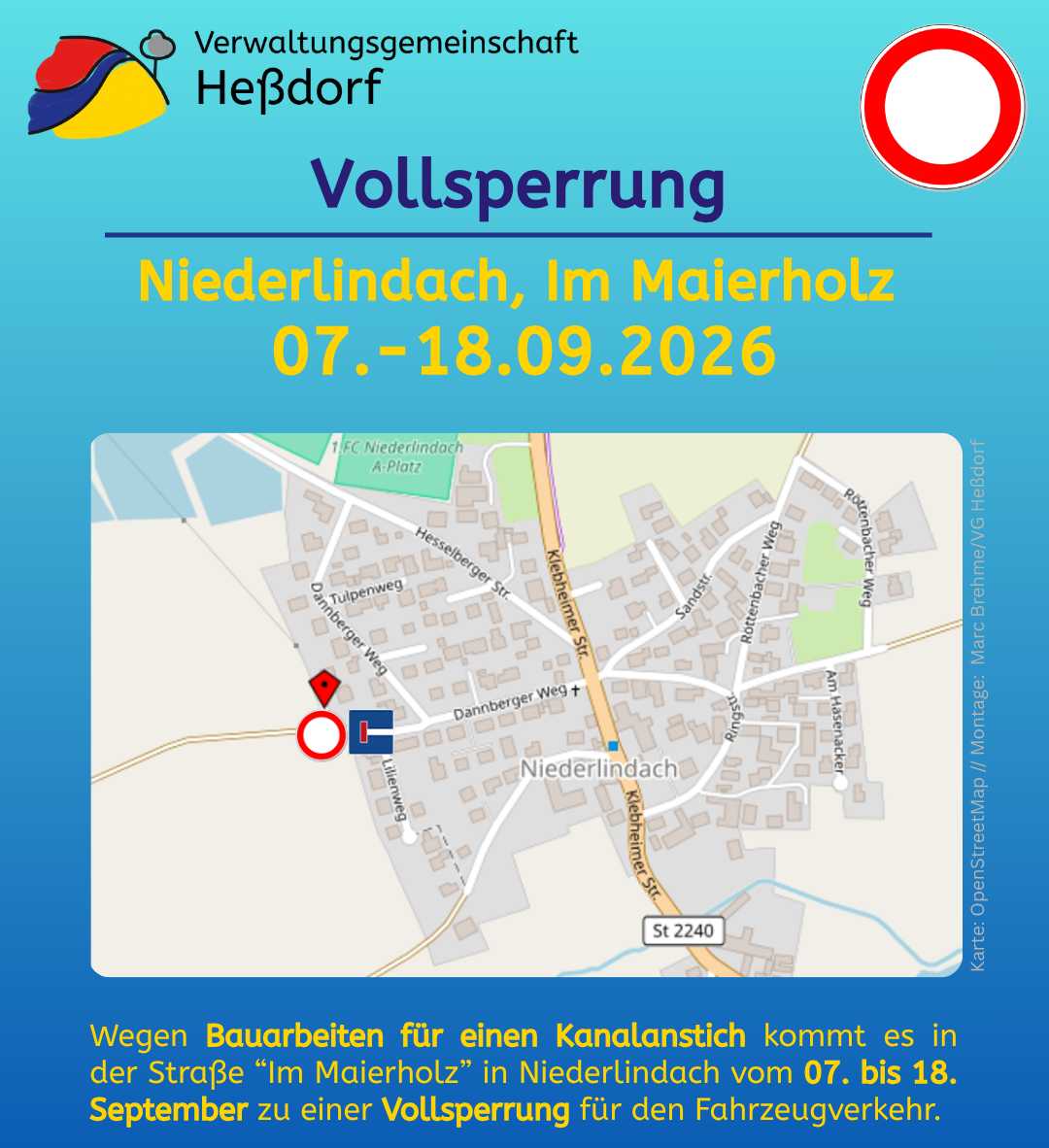 Vollsperrung Niederlindach Im Maierholz September 2026